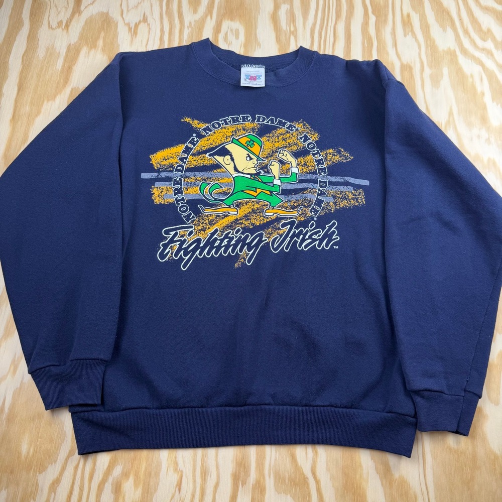 Vintage TNT Notre Dame Fighting Irish Sweatshirt Men Large Navy Blue Made in USA